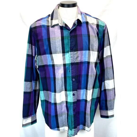 Threads & Heirs Plaid Shirt Men's Size X-Large Multicolor Long Sleeve Button Up - Picture 1 of 10